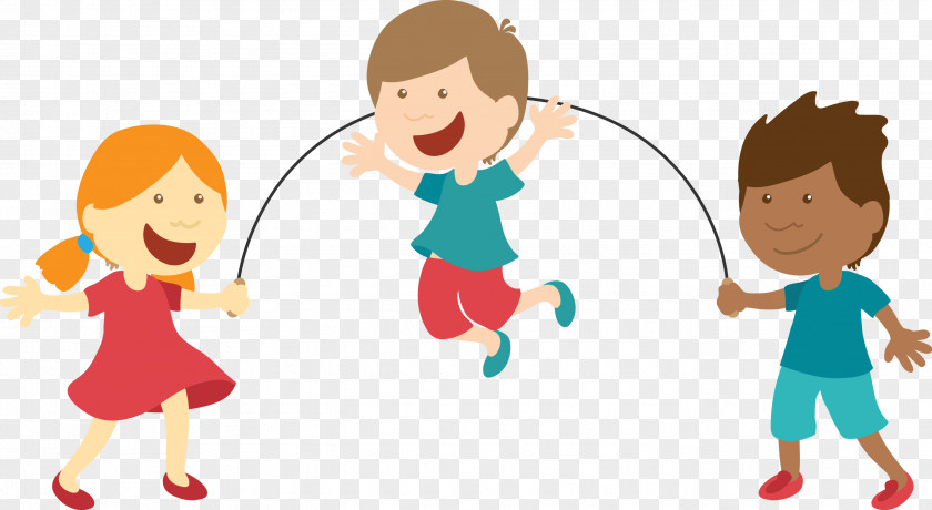 Vector Hand-painted Cartoon Skipping Child Rope Animation Clip Art PNG