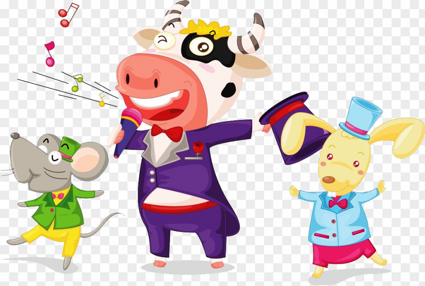 Animals Singing And Dancing Cattle Royalty-free Illustration PNG