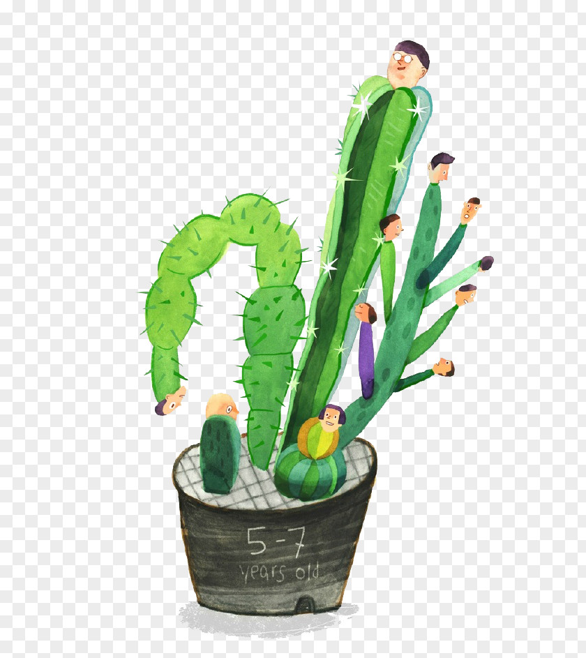 Cartoon Cactus Head Prickly Pear Auglis Cactaceae PNG