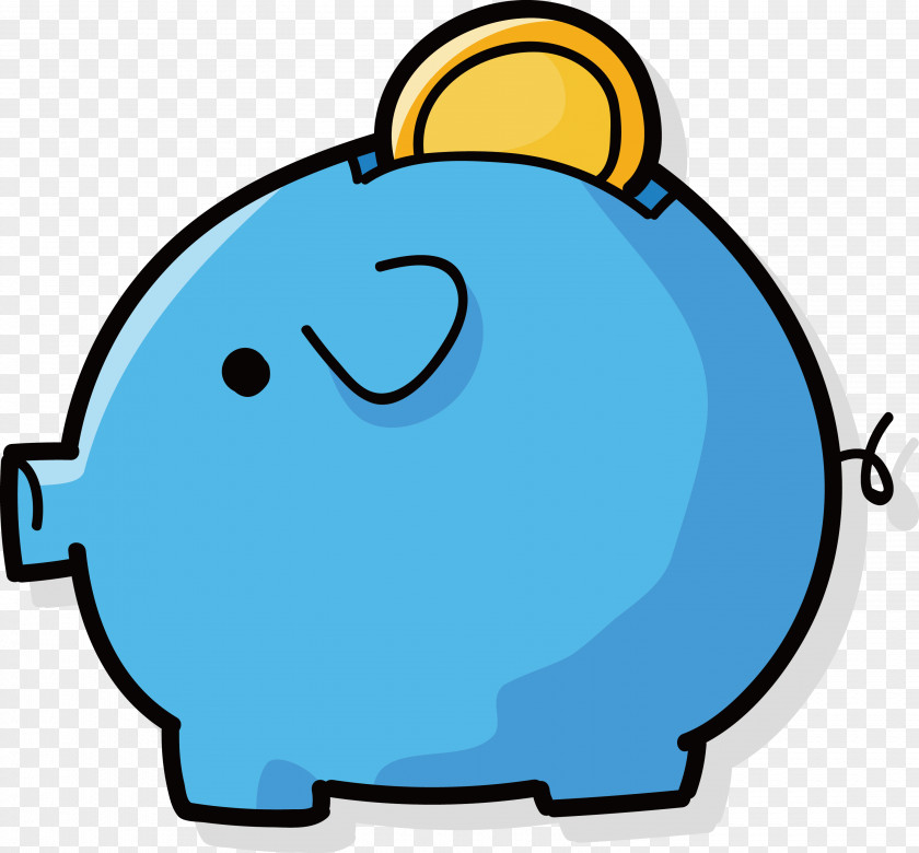 Blue Vector Piggy Bank Coin Clip Art PNG
