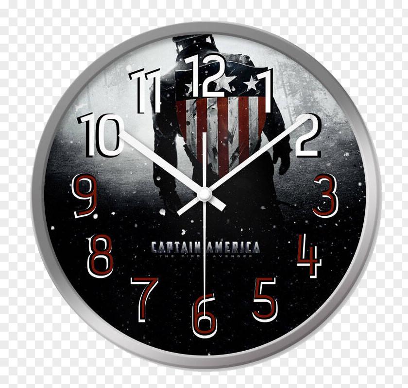 Captain America Back Creative Wall Clock Living Room Parxe1 PNG