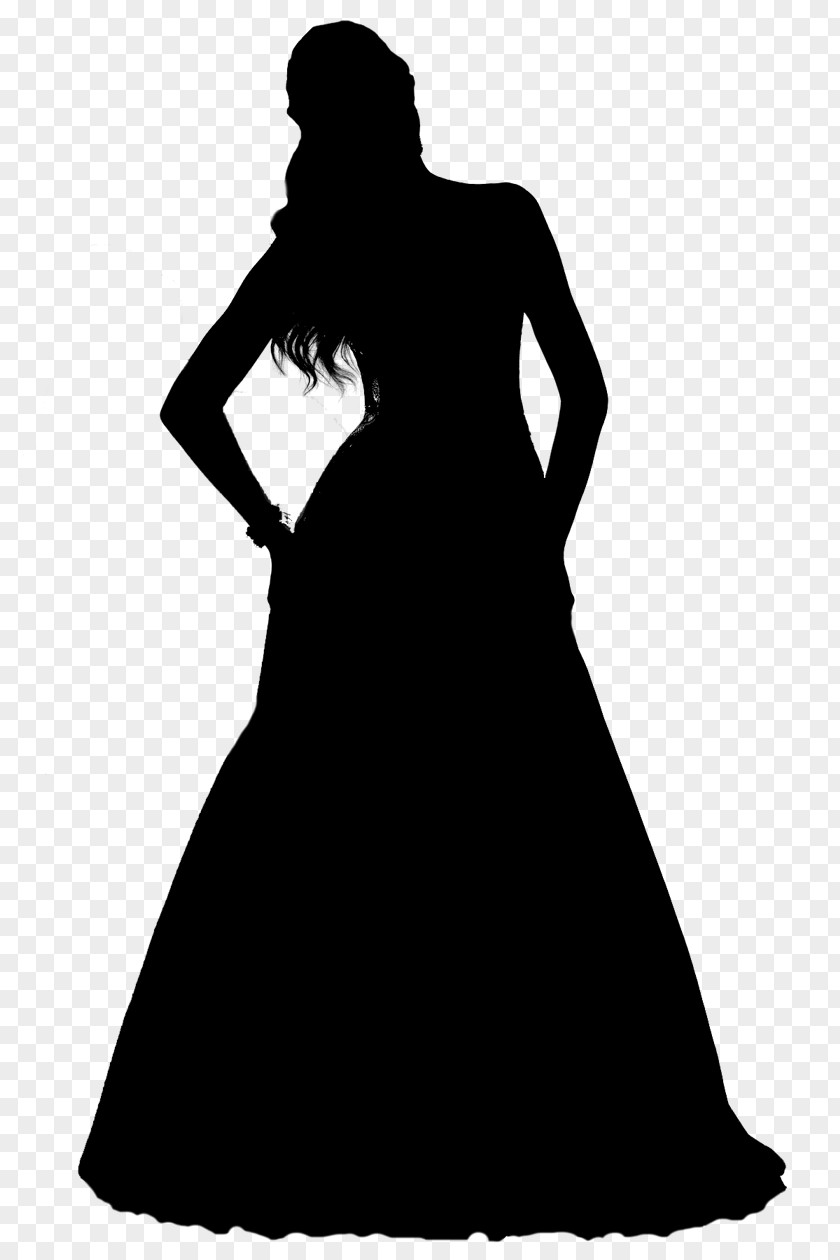 Gown Shoulder Sleeve Silhouette Black M PNG