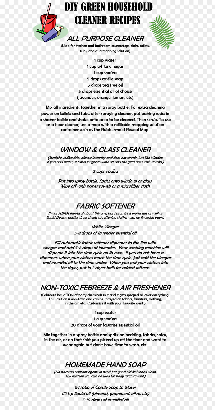 Green Fairy Tales Maid Service Document Line Cleaner Flyer PNG