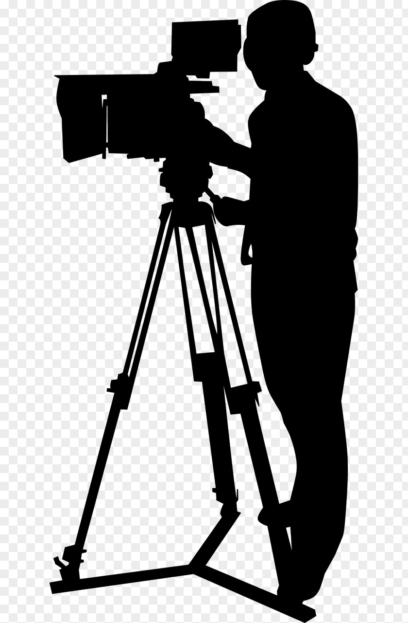 Film Producer Blackandwhite Camera Silhouette PNG