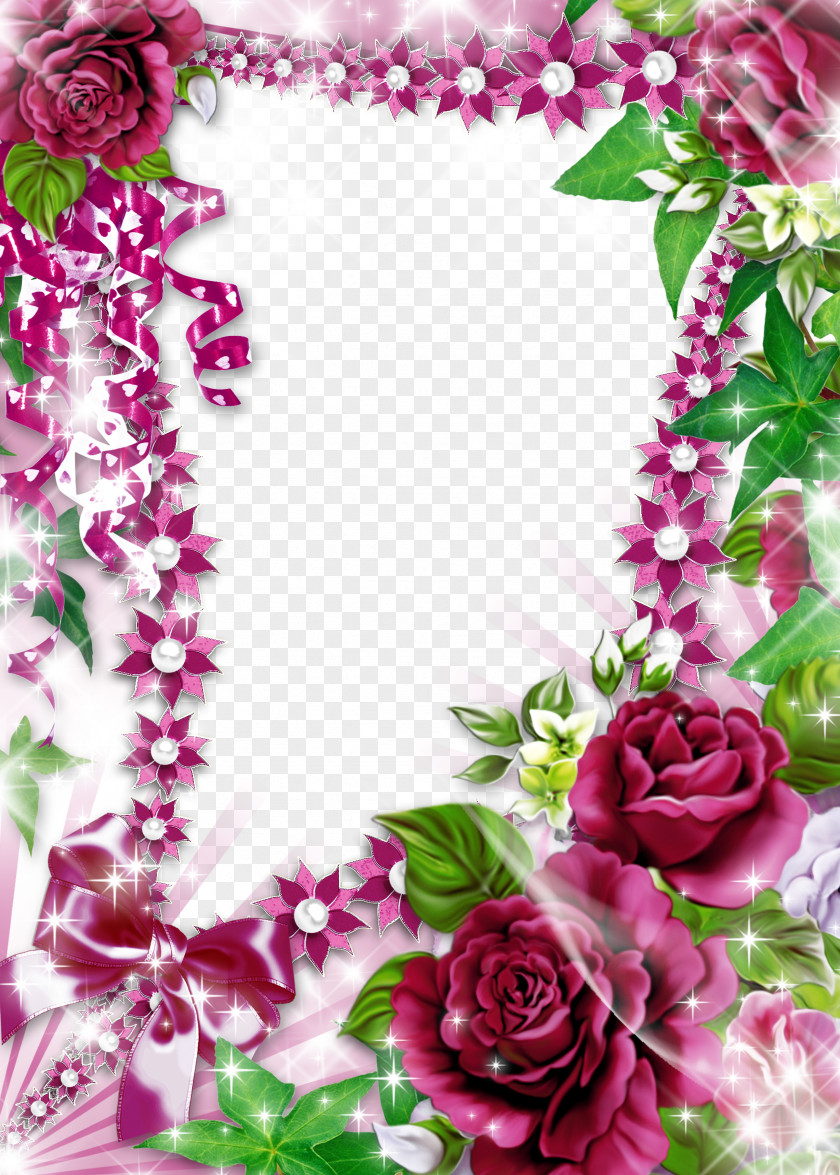Purple Peony Border Picture Frame Collage Clip Art PNG