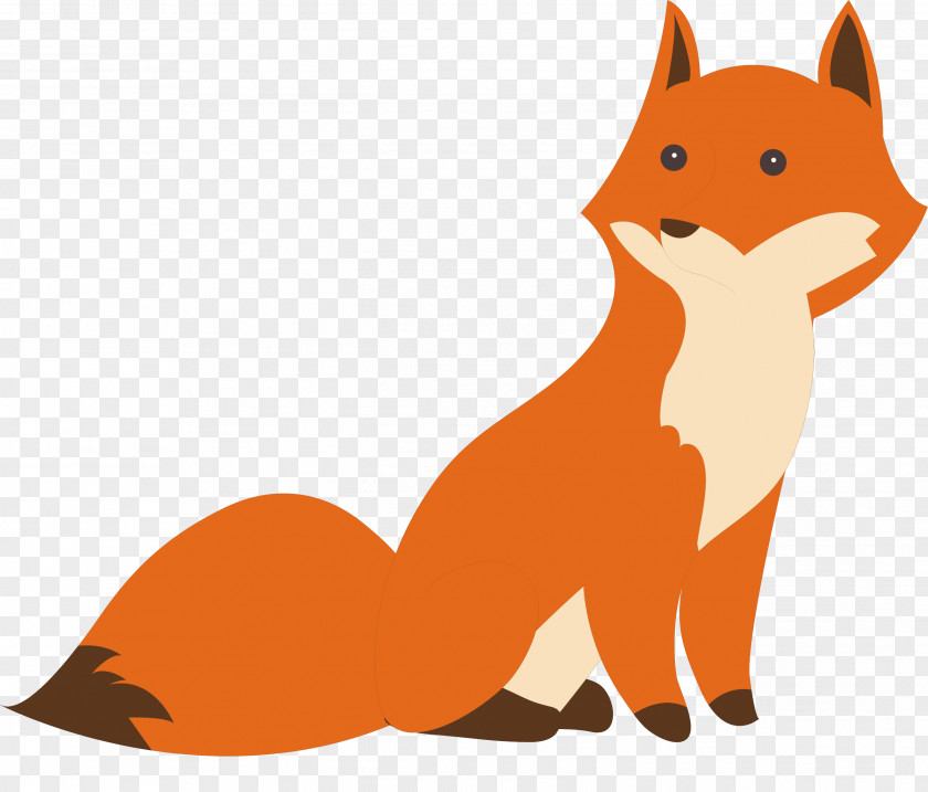 Vector Hand-painted Cute Fox Red Drawing Illustration PNG