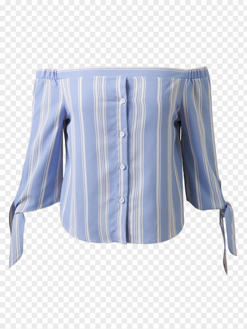 Bezel Blouse Blue Shoulder Sleeve Button PNG