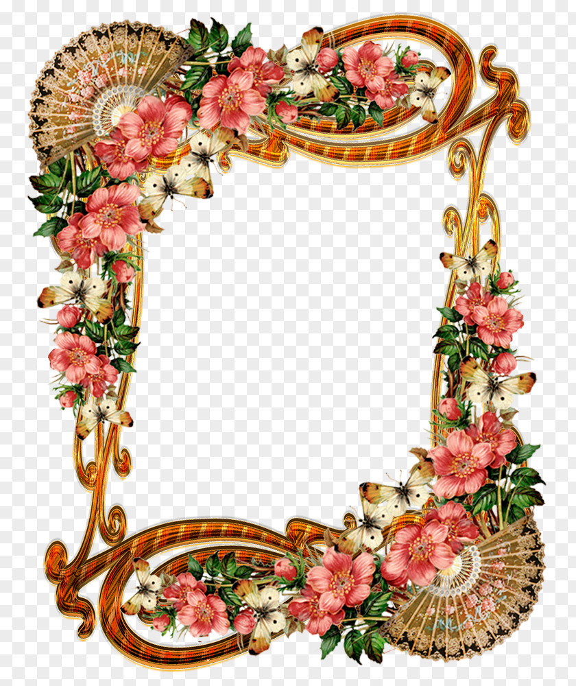 Decoupage Vintage Picture Frames Floral Design Clip Art PNG