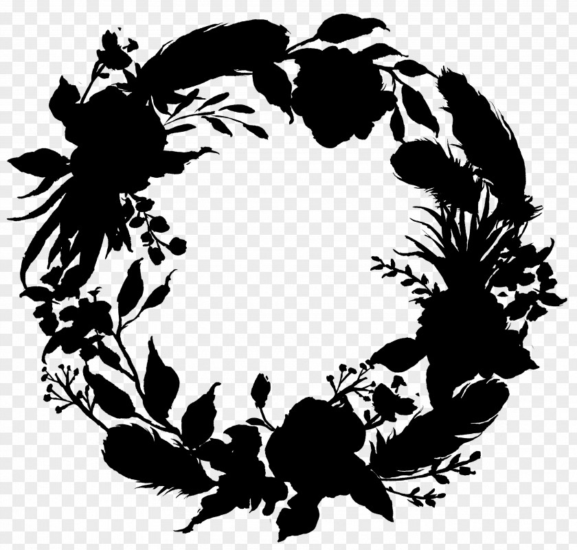 M Clip Art Flower Wreath Leaf Black & White PNG