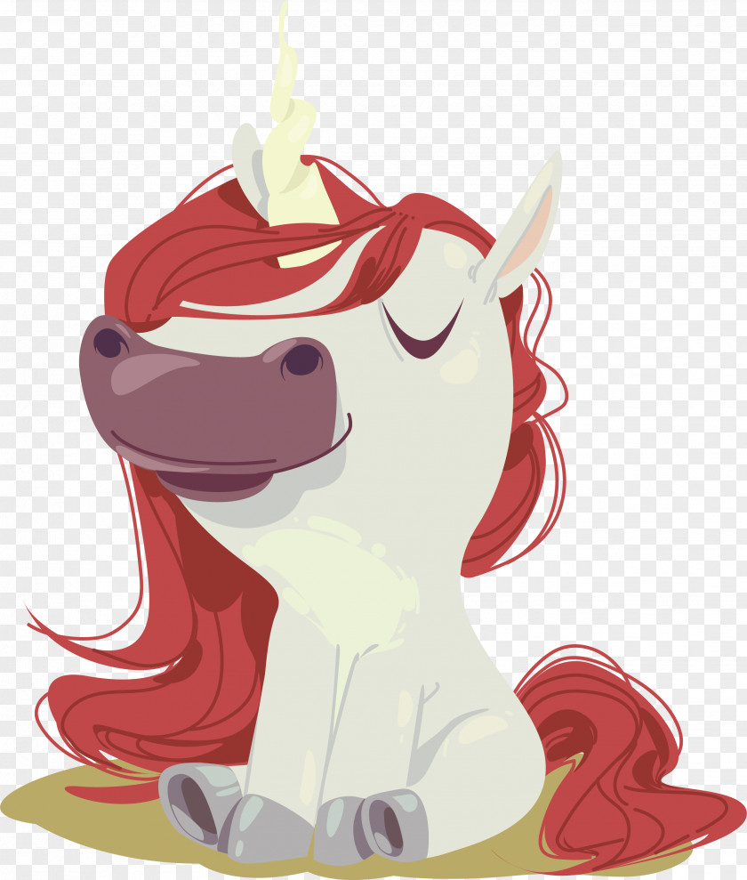 A Cartoon Unicorn Sitting On The Ground Horse PNG