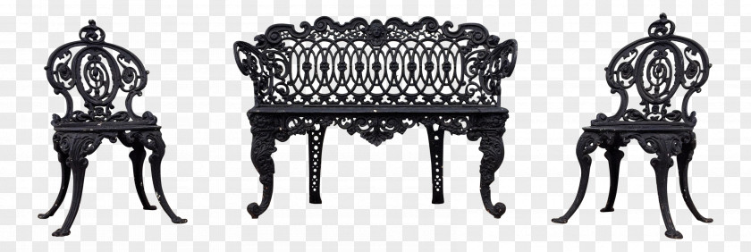 Antique Furniture Chair Table Garden Bench PNG