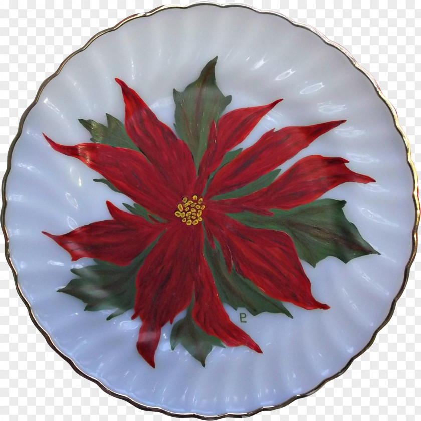 Hand Painted Firefighters Poinsettia Flower Taxco Christmas Plant PNG