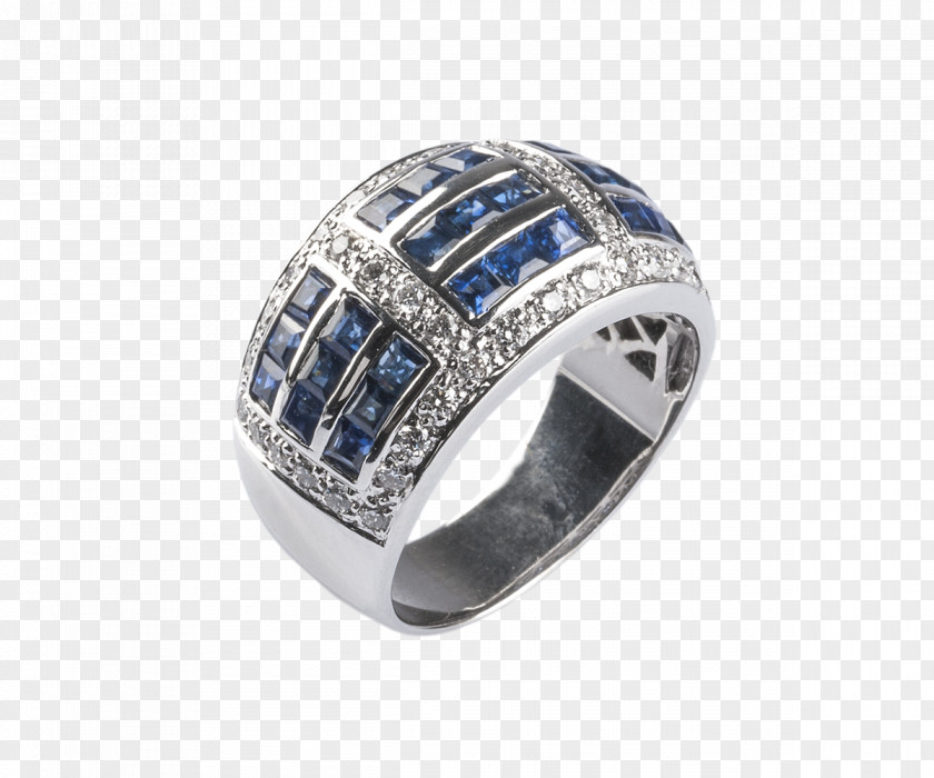 Sapphire Cobalt Blue Ring Silver PNG