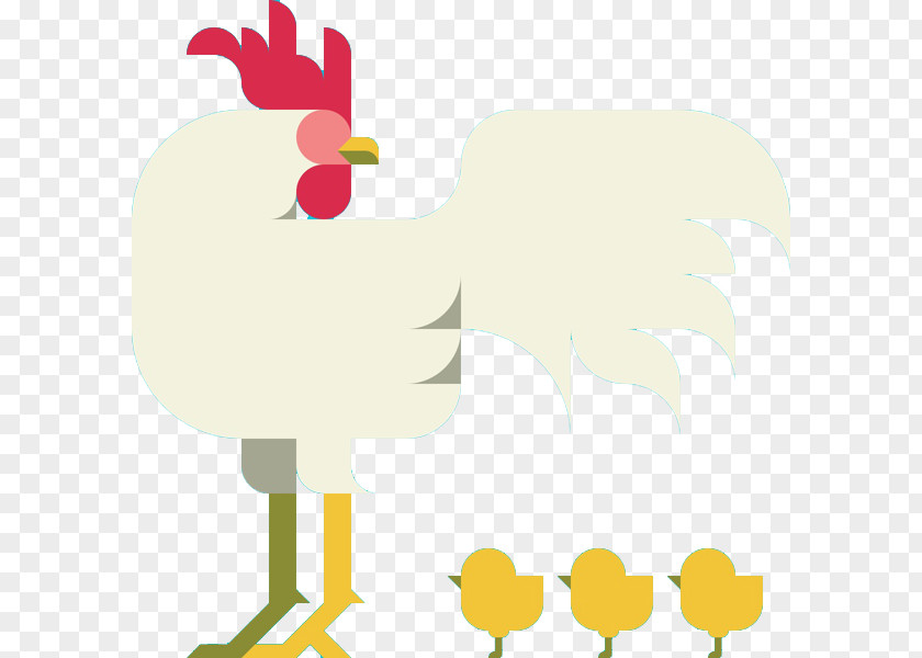 Flat Hen And Chick Rooster Chicken Clip Art PNG