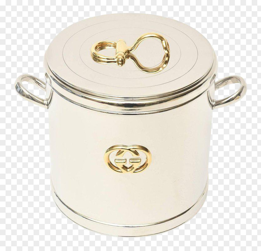 Silver Bucket Gold Tray Plate PNG