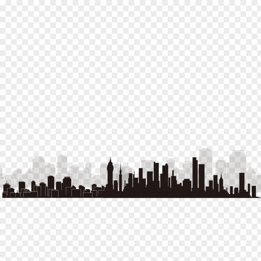 City Buildings Silhouettes Building Black And White PNG