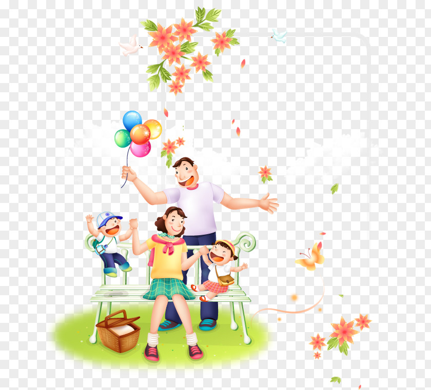 Playing On The Grass Family Promotional Template. PNG