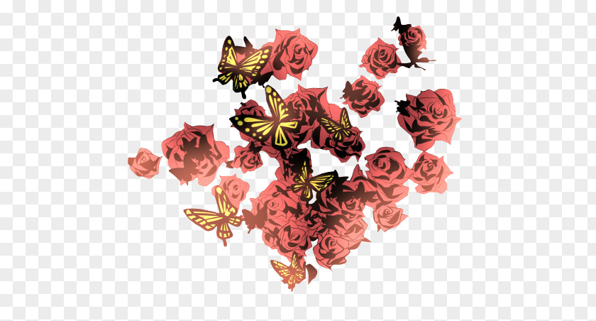 Butterfly AND FLOWER Garden Roses Flower PNG