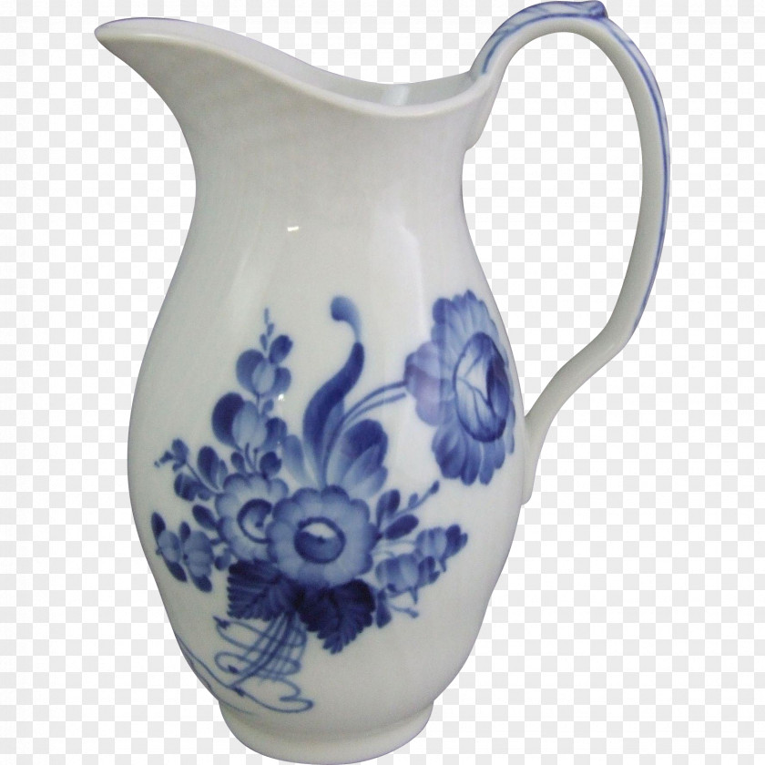 Handmade Flora Danica Jug Pitcher Porcelain Pottery PNG