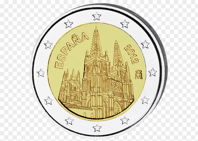 Coin Burgos Cathedral 2 Euro Commemorative Coins Spanish PNG