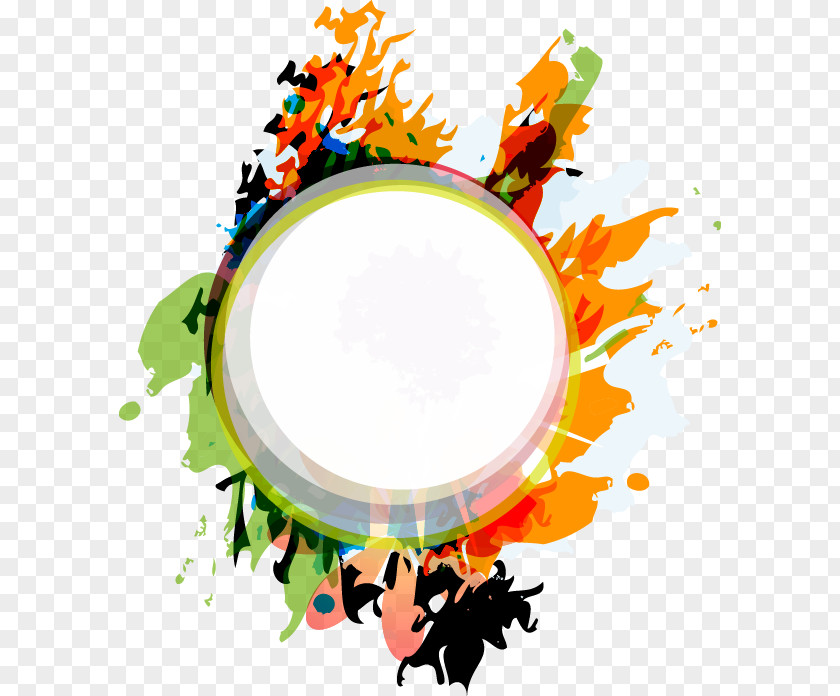 Colorful Abstract Watercolor Ink Ring Circle Painting Clip Art PNG