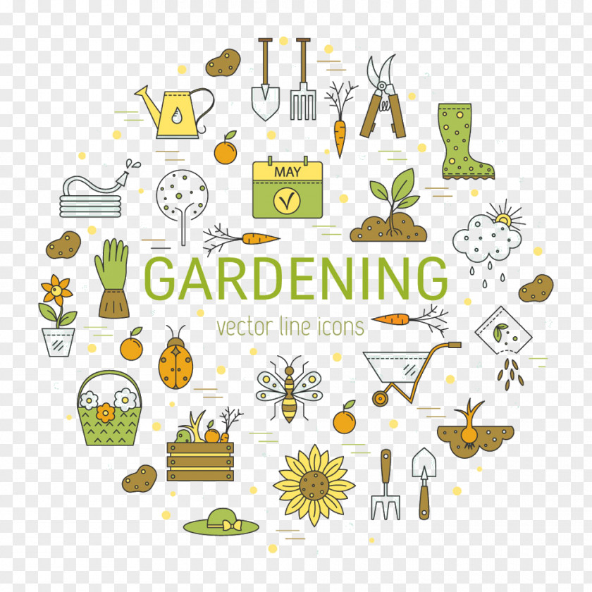 Gardening Tools And Flowers Picture Stock Photography Icon PNG