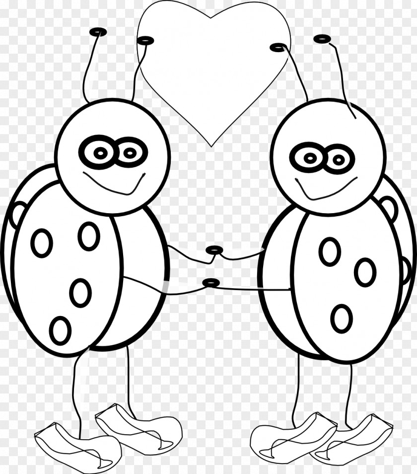 Ladybug Coloring Pages Clip Art Black And White Valentine's Day Book Openclipart PNG