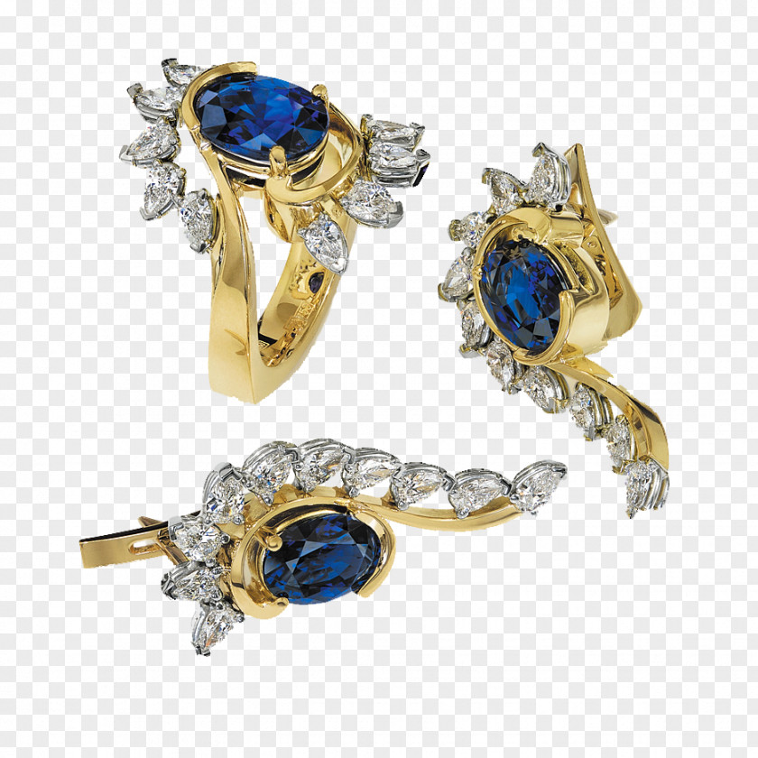 Blue Gemstone Ring Jewellery Model Gold PNG