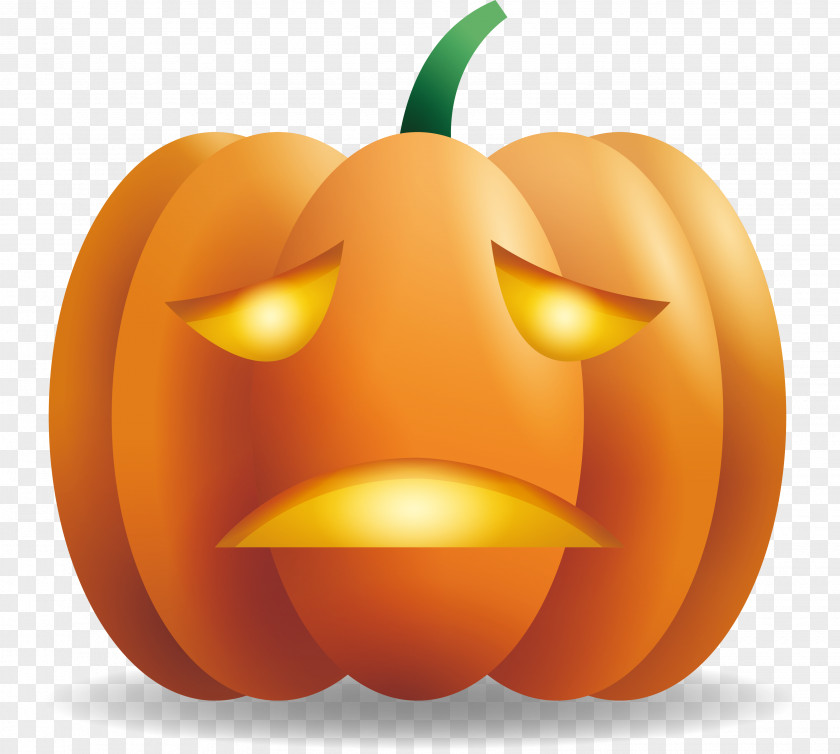 Depressed Expression Halloween Pumpkin Head Jack-o-lantern Calabaza PNG