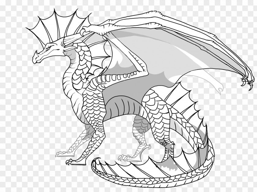 Buffalo Wings Line Art Dragon Character Legendary Creature PNG