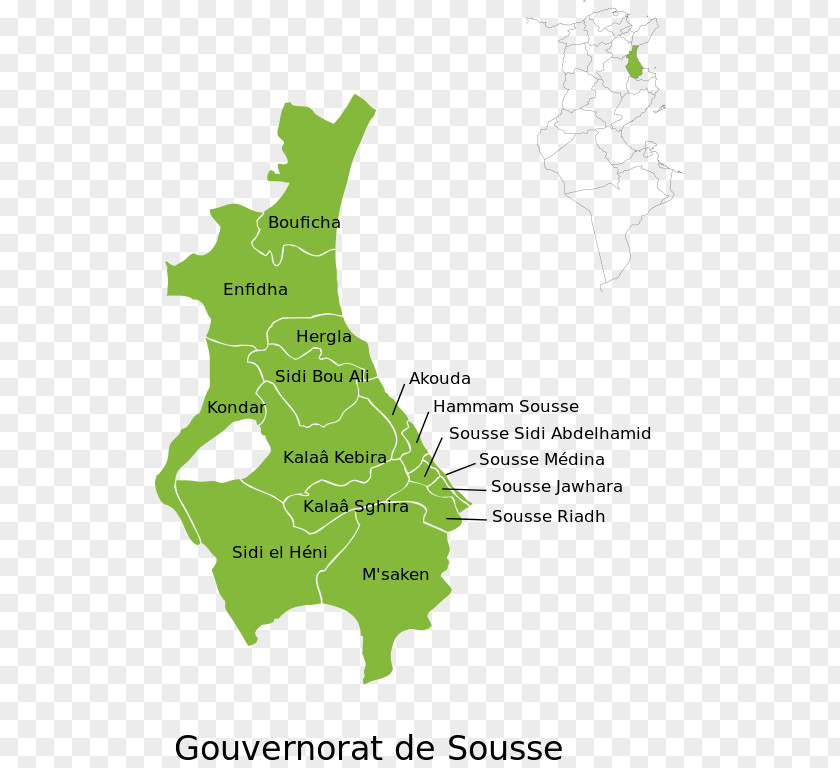 Map Sousse Governorates Of Tunisia Hergla Chott Meriem Sidi El Hani PNG