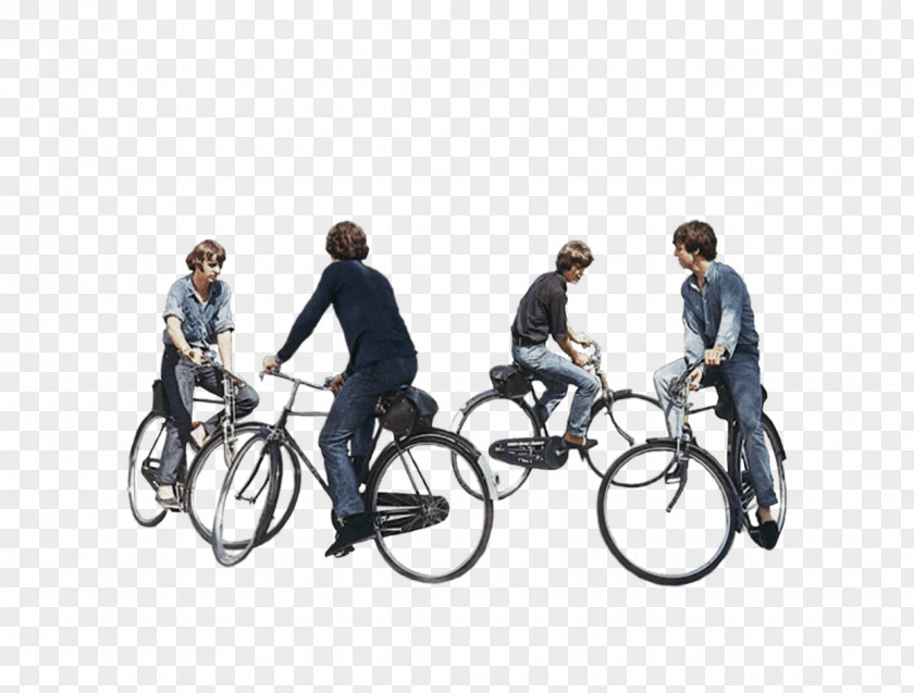 The Beatles Riding Bicycles PNG Bicycles, four men riding on bicycle illustration clipart PNG