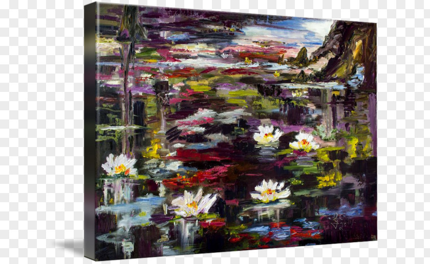 Water Painted Lotus Pond The Lily Lilies Acrylic Paint Painting PNG