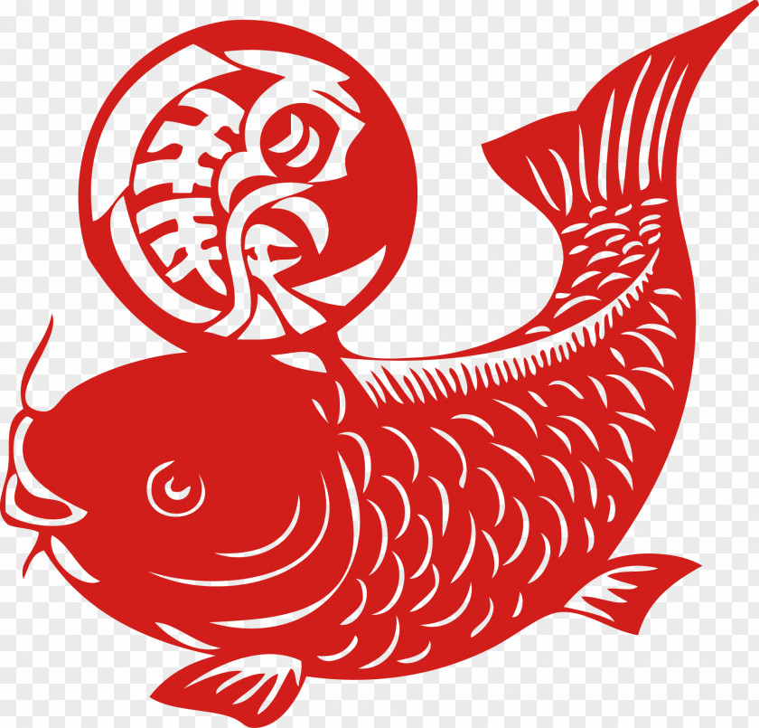 Fish Art Chinese New Year Papercutting Image Vector Graphics Paper Cutting PNG
