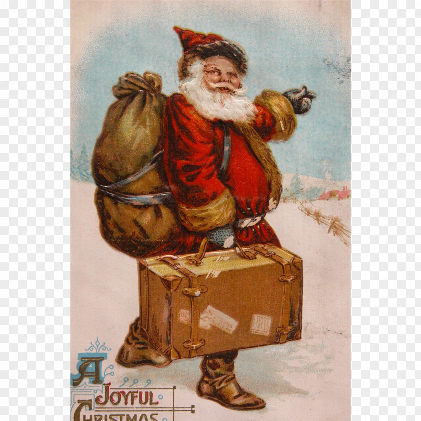Suitcase Santa Claus Christmas Card Post Cards Workaholic Productions PNG