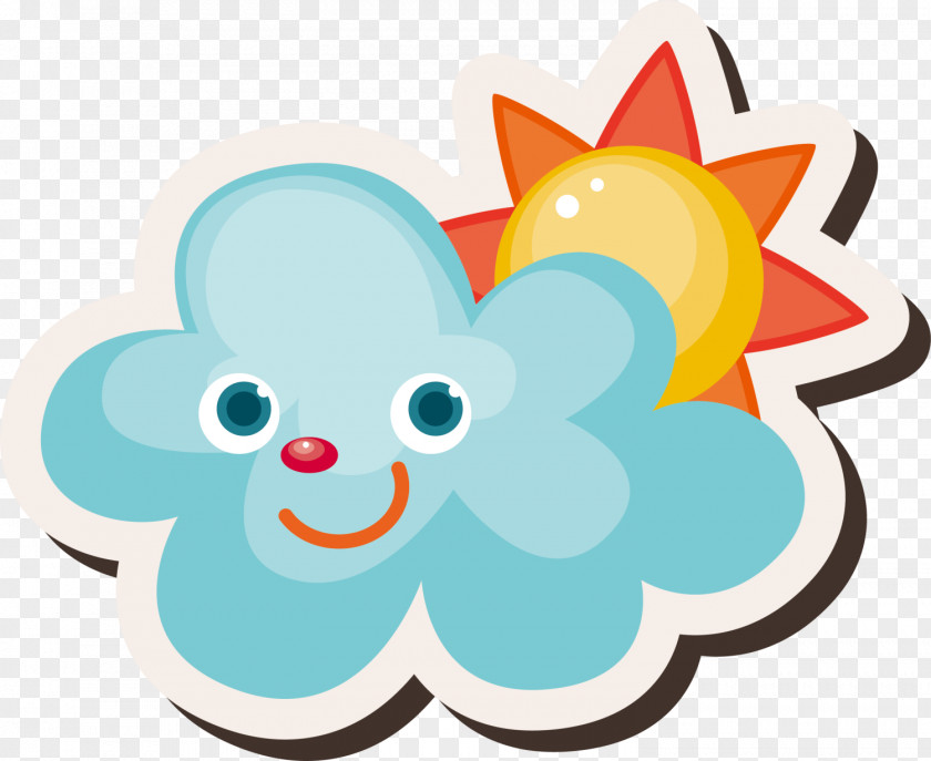 Hand Painted Blue Clouds, Sun Animation Icon PNG