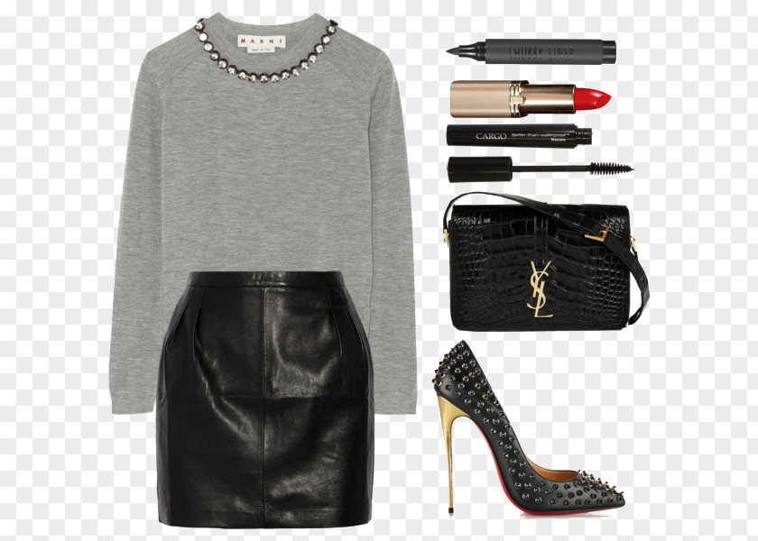 Leather Skirt And Bags Earring T-shirt Clothing Fashion PNG