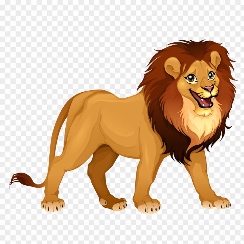 Vector Male Lion Tiger Cartoon Illustration PNG