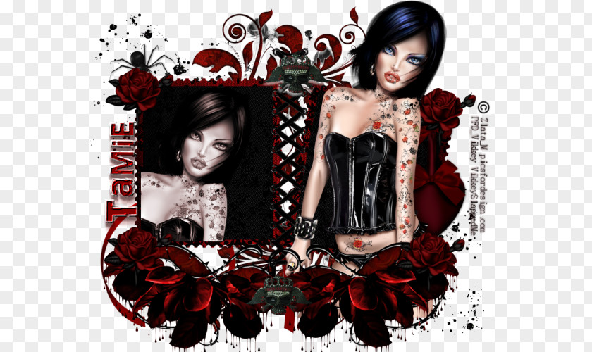 Skull And Roses Album Cover Poster Black Hair Desktop Wallpaper PNG