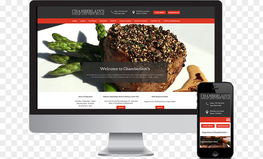 Web Design Development Chamberlain's Steak And Chop House Chophouse Restaurant PNG