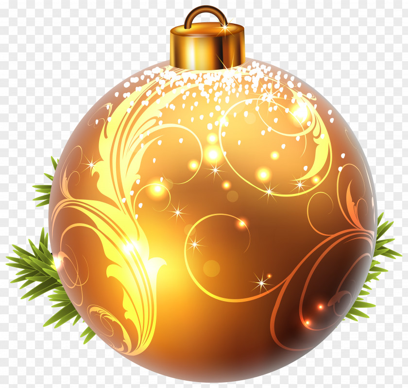 Yellow Christmas Ball Clipart Image Ornament Decoration Tree Clip Art PNG