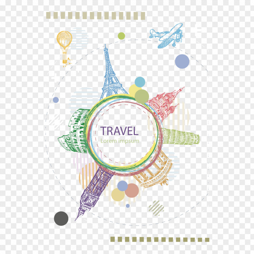 Creative Travel Vector Pattern Eiffel Tower Air PNG
