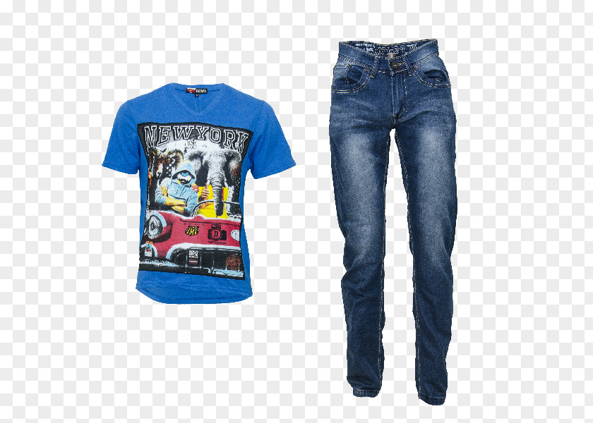 Jeans Denim Sleeve Electric Blue PNG