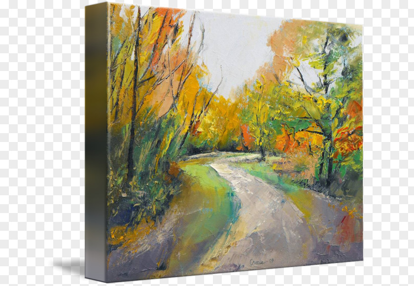 Woodland Path Watercolor Painting Canvas Print Gallery Wrap PNG