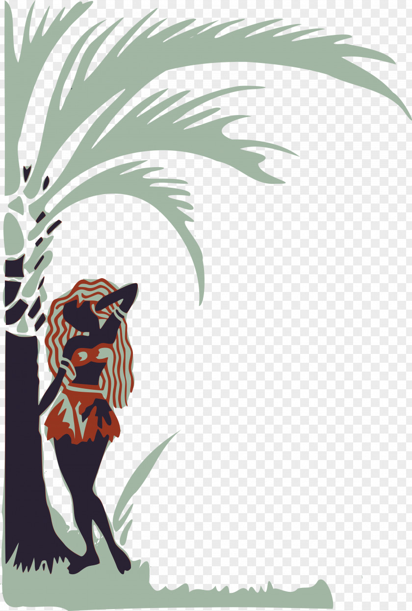 Tropical Style Tree Poster Art Clip PNG