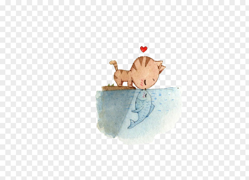 Cat And Fish Kitten Puppy Dog Drawing PNG
