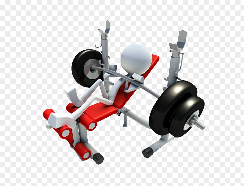 Hand-painted Small White People Fitness Bench Press Physical Exercise Clip Art PNG