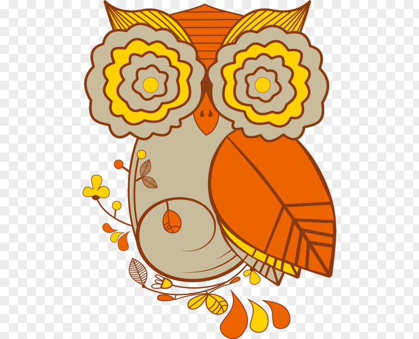 Vector Owl Splicing Autumn Clip Art PNG