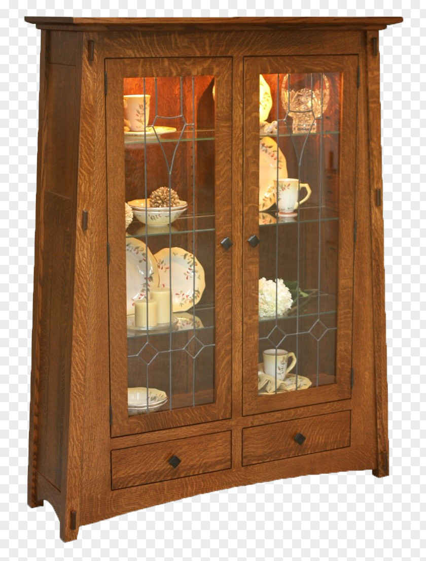 Curio Mission Style Furniture Table Cabinet Hutch Amish PNG