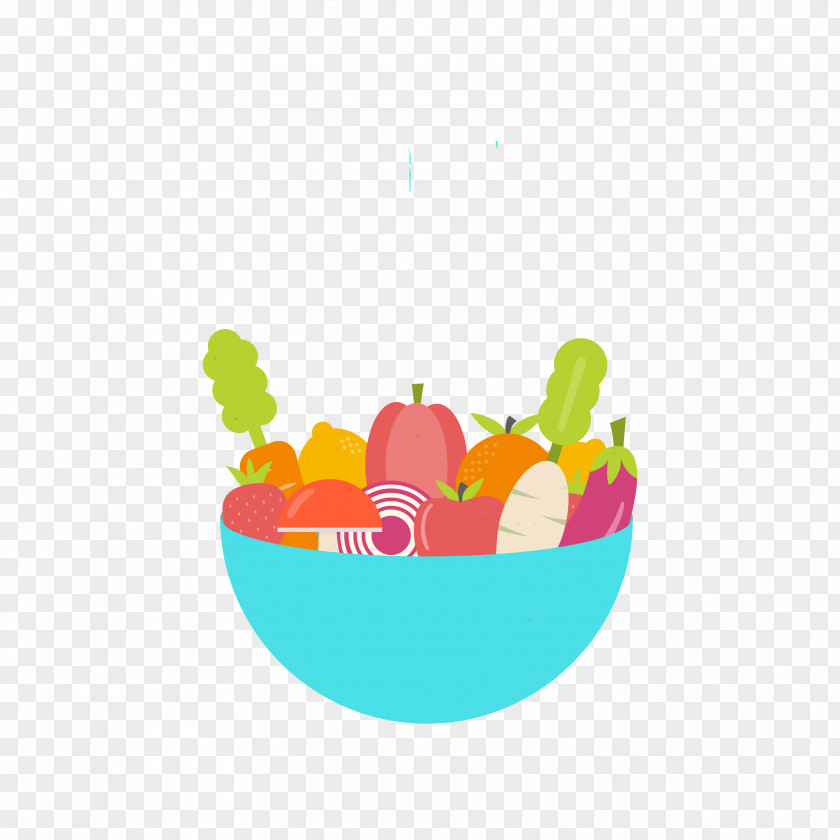 Vector Fruits And Vegetables Fruit Vegetable Bowl Illustration PNG